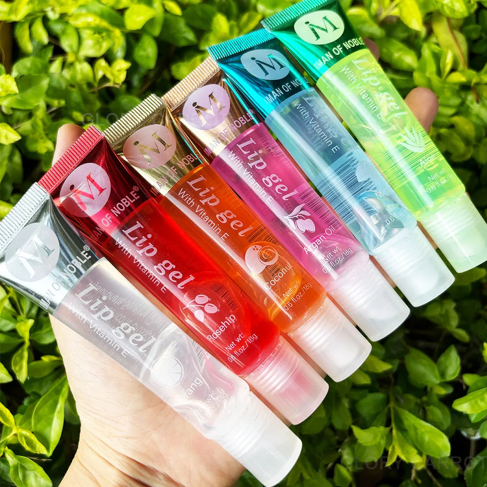 6Pcs Fruity Flavor Watery Glossy Lip Gloss Set Clear Lip Gel Hydrating Moisturizing Lip Gloss Women Lips Makeup
