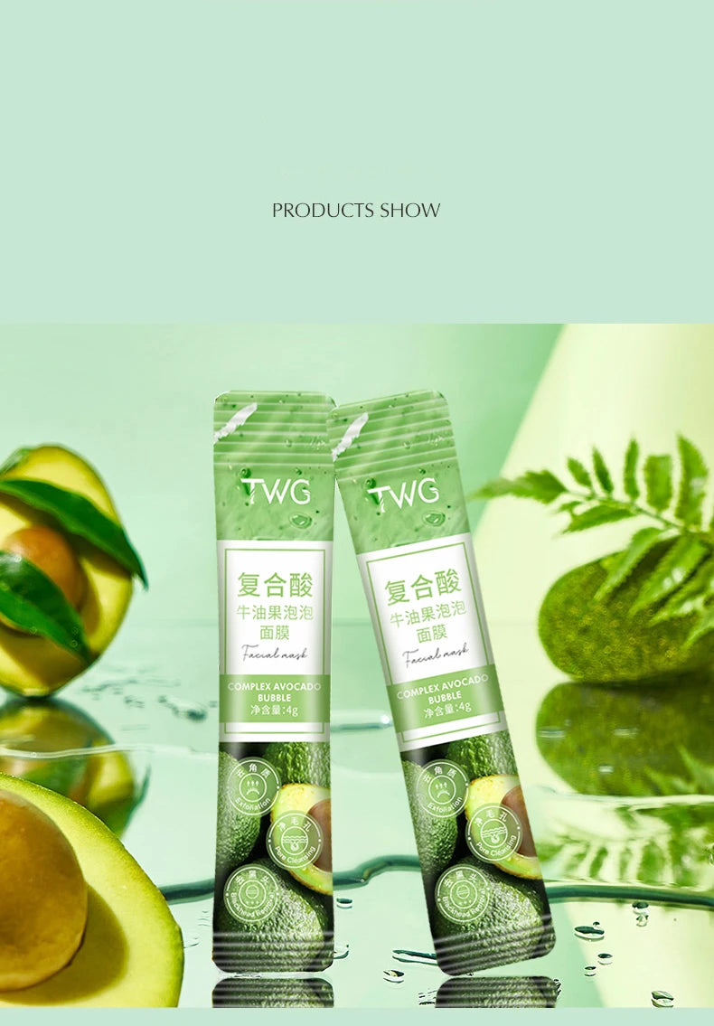 12 Piece Avocado Bubble Facial Mask Set - Deep Cleansing and Moisturizing with Glycerin, Suitable for All Skin Types