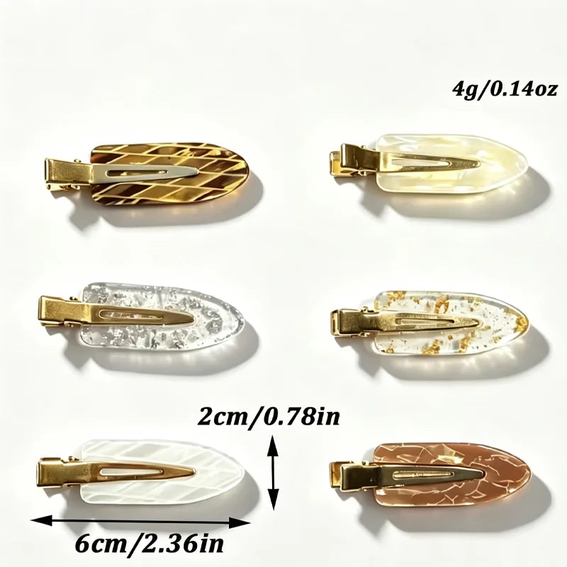 2/6pcs Golden Alloy Seamless Hair Clips For Women Luxury Retro Daily Wear Bangs Clip Side Clips Fashion Girl Duckbill Clip
