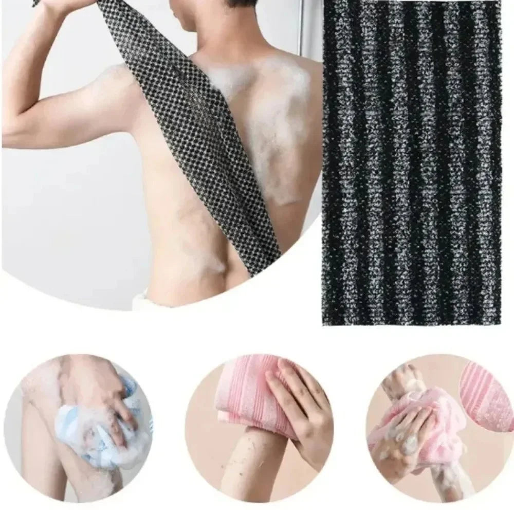 1Pcs Double Sided Long Nylon Exfoliating Back Scrub Towel Japanese Painless Body Mud Rub Strip Shower Bathroom Accessories