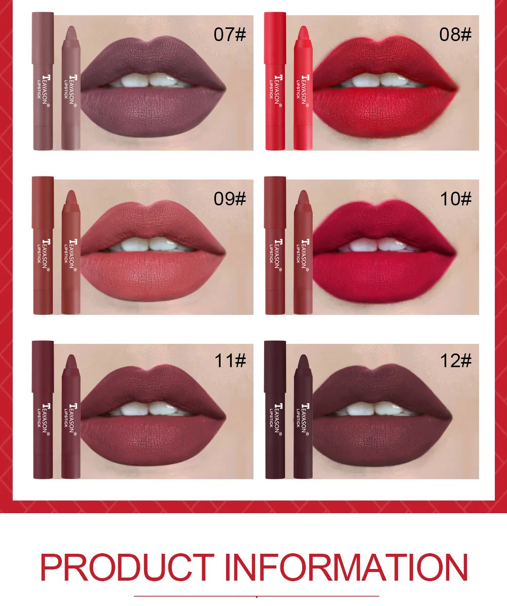 Nude Velvet Matte Lipstick Pen Lasting Waterproof Color Rendering Non-stick Cup Lipstick Pencil Lipliner Women Makeup Lip Stain