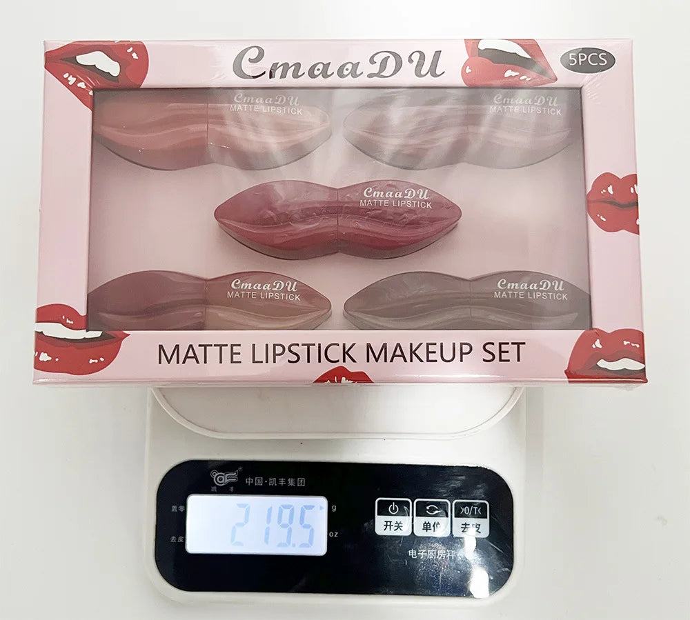 5pcs Matte Lipstick Set Velvety Smooth Long Lasting High Pigment Waterproof Lip Makeup Kit With Elegant Gift Box