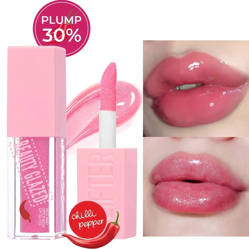 BEAUTY GLAZED Chili Lip Plumper Oil Serum Instant Long Lasting Volumising Essence Oil Sexy Lip Balm