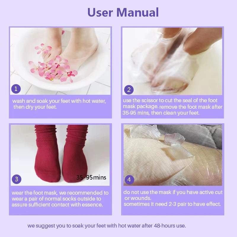1/2/3 Pair Feet Exfoliating Foot Masks Pedicure Socks Exfoliation Scrub for Feet Mask Remove Dead Skin Heels Foot Peeling Mask