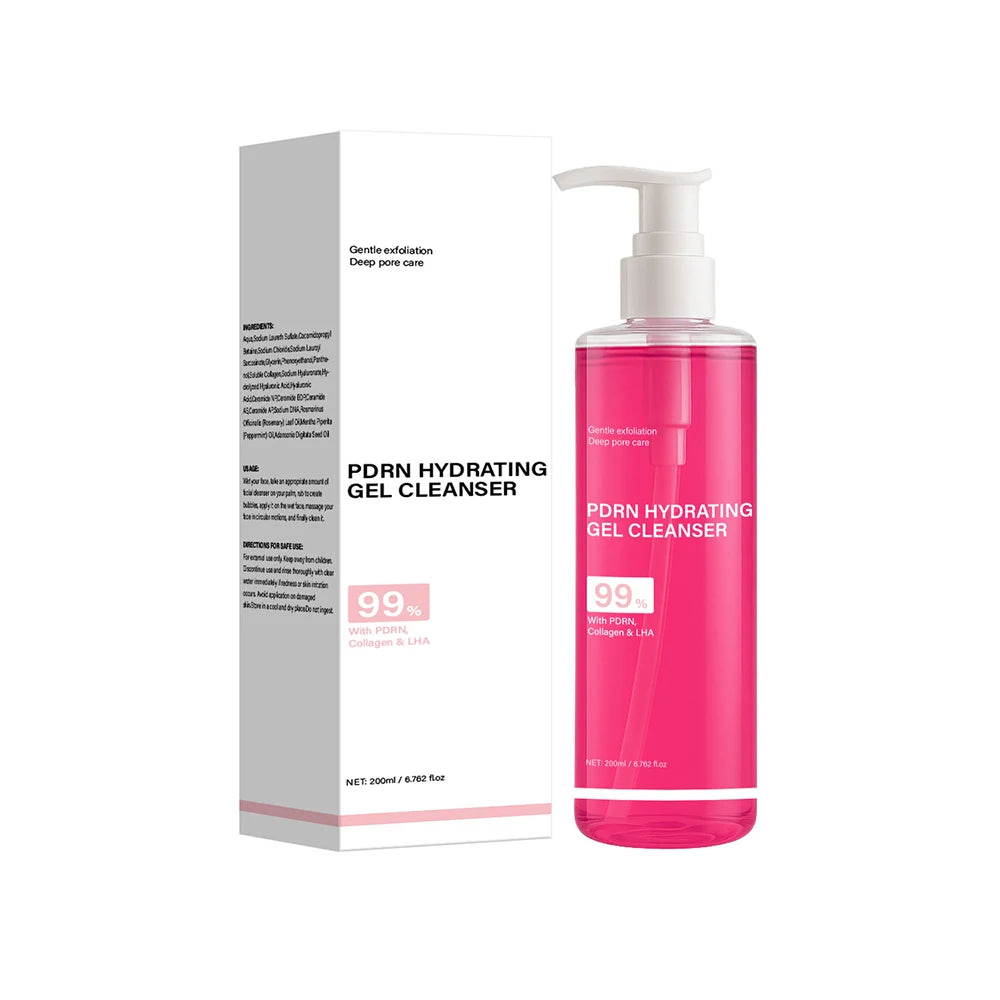 PDRN Hydrating Gel Cleanser, Salmon Pink Foam Cleansing Gel with PDRN & Collagen,Deep Cleansing,Gentle and Non-irritating, 200ml