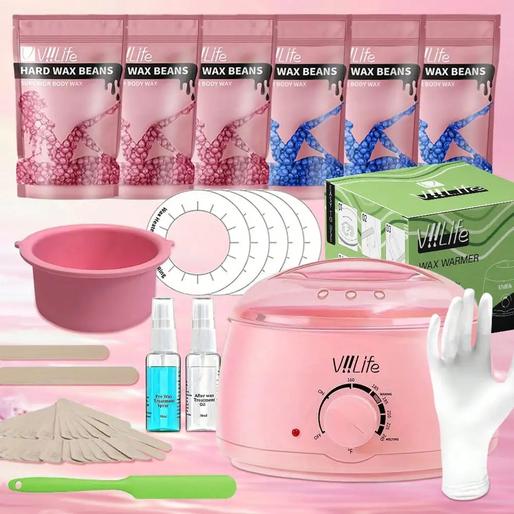 VIILIFE Waxing Kit, Hair Removal Hard Wax Kit With Wax Melt Warmer & Waxing Beads Gift For A Woman/man/teenager/wife/friend - Pr