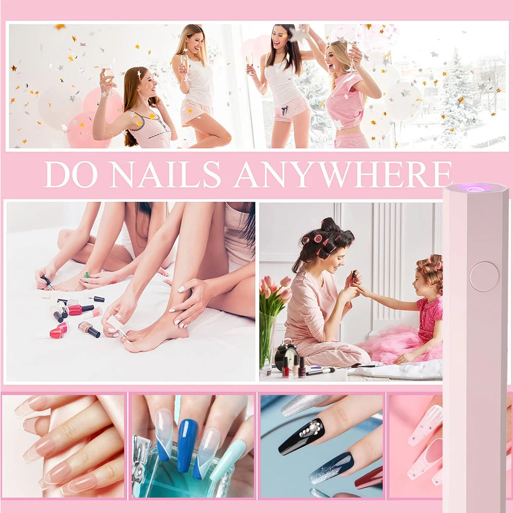 YIKOOLIN Convenient Rechargeable Nail Dryer UV LED Handheld Lamp Fast Curing All Gel Polish Mini Manicure Tool USB Portable Ligh