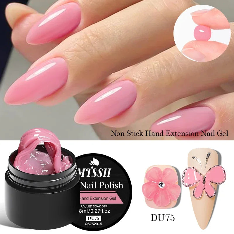 Clear Non-Stick Hand Extension Gel Nail Polish 3D Shaping/Sculpting/Carving UV/LED Gel Milky Jelly Hard Gel Nail Supplies DIY