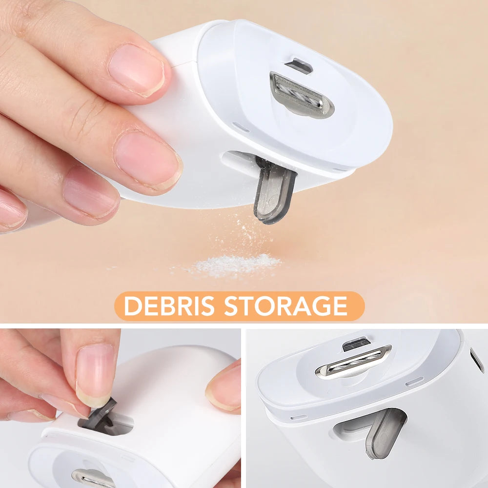 Electric Nail Clipper Cutter With LED Light 2in 1 Automatic Nail Grinder Trimmer For Baby Adult Mini Manicure Tools Nail Care