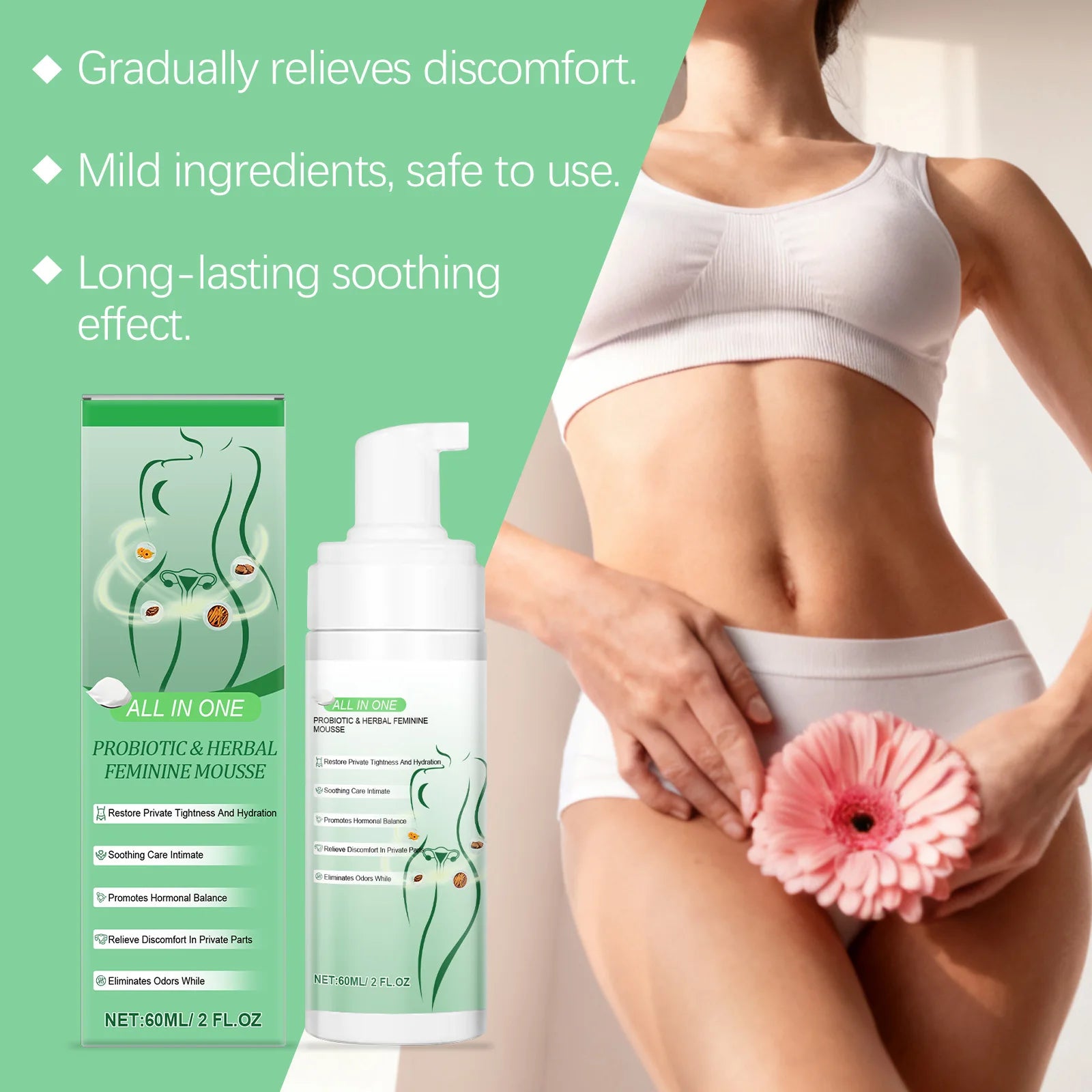 Herbal Women's Private Part Care Mousse Gentle Cleaning Remove Odor Relieve Local Discomfort Deep Protect Sensitive Areas Gel