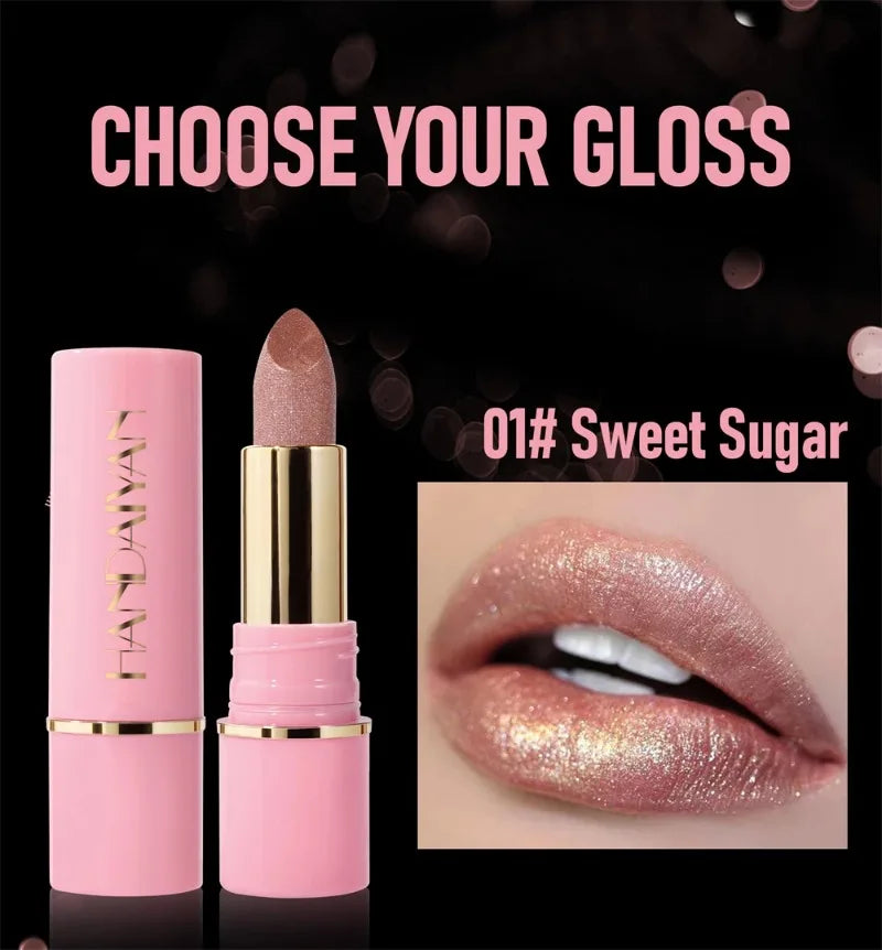 8 Colors Diamond Shimmer Lipstick Purple Metallic Glitter Pearlescent Lip Tint Long Lasting Waterproof Lipstick Makeup Cosmetics