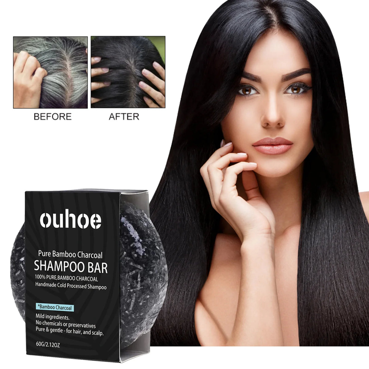 1/2/4pcs Charcoal Shampoo Soap for Oily Hair Dandruff Treatment Scalp Care Volumizing Fine Hair Solid Shampoo Bar for Men Women