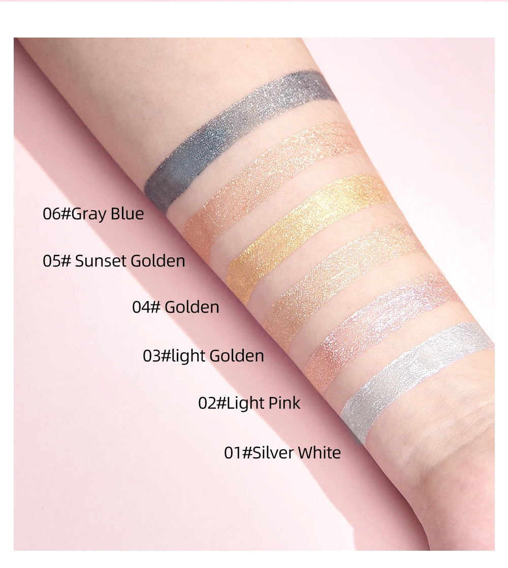 QIBEST Glitter Diamond Liquid Lipstick Waterproof Long Lasting Pearl Shiny Lip Gloss Metal Charming Women Lip Makeup 6 Colors