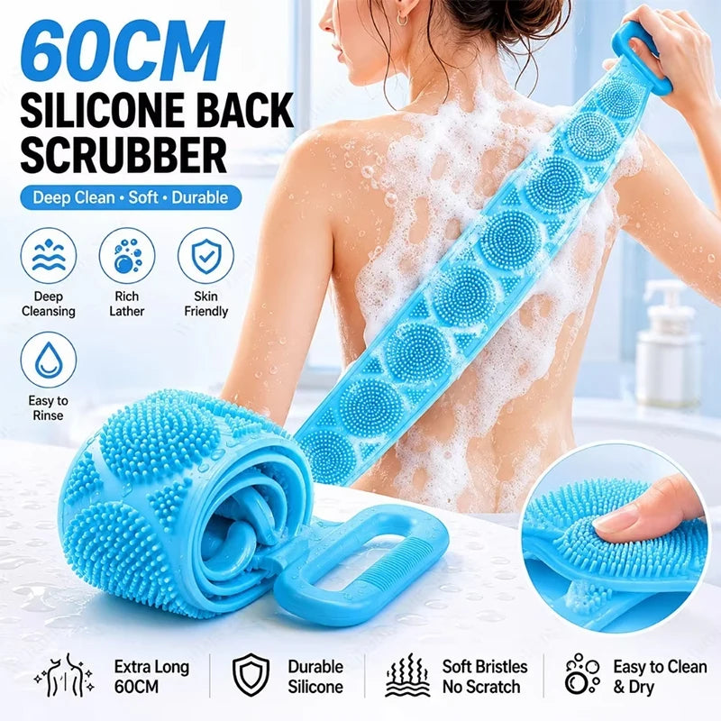 New Silicone Scrubber Back Massage Exfoliating Sponge Bathroom Bath Brush Scrub Shower Brush Body Wash Scrub Removal Bath Spong