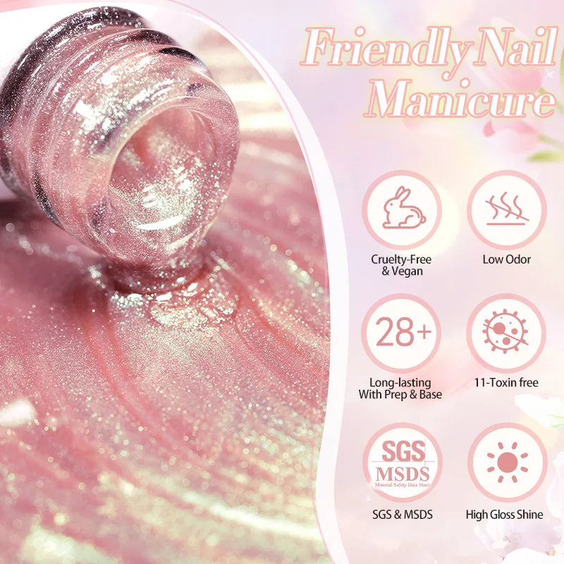 BORN PRETTY 10ml Green Cat Magnetic Gel Ultra Shine Holographic Glitter Semi Permanant Soak Off UV LED Gel Varnish For Manicure