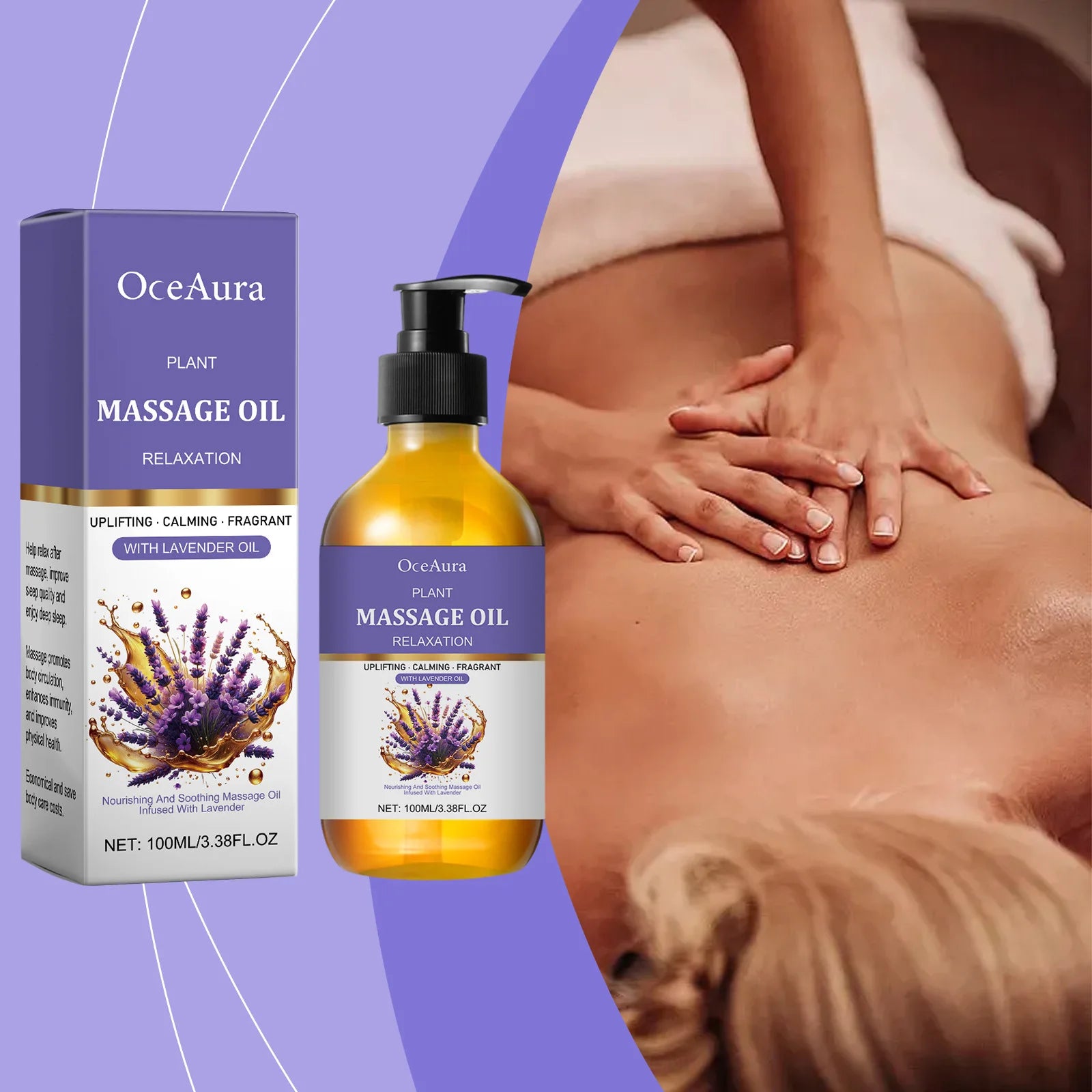 Lavender Essential Oil Relief Stress Improve Sleep Spa Moisturizing Comfortable Calming Nourishing Body Relaxing Massage Essence