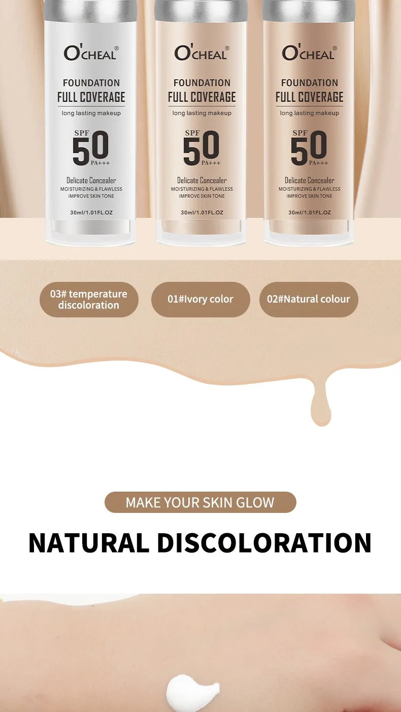 Color Changing Foundation Makeup Concealer Long Lasting Moisturizing Nourishing Oil-Control Skin Face Base Cosmetics