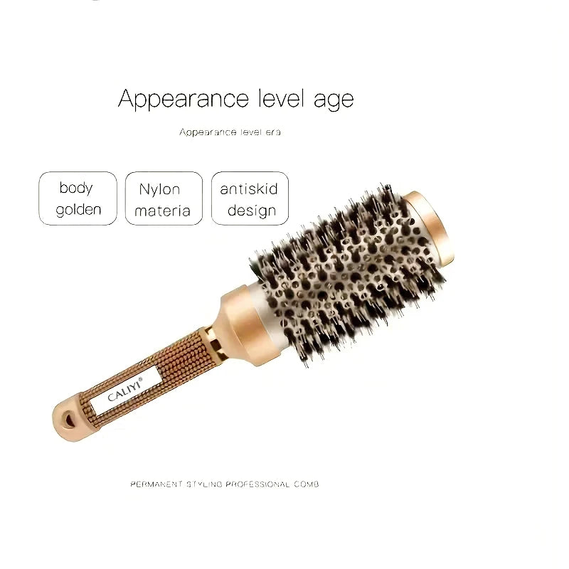 4 Sizes Curling Hair Comb Heat Conductive Aluminum Barrel Volumizing Curling Styling Brush with Air Vent Boar Bristle Hair Brush