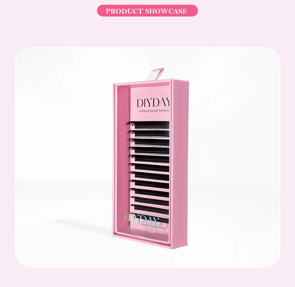 DIYDAY U-shaped YY Eyelash Extension Premium PBT Double Layer U Sahpe YY Lashes Ultra Soft Featherlight False Mink Eyelashes