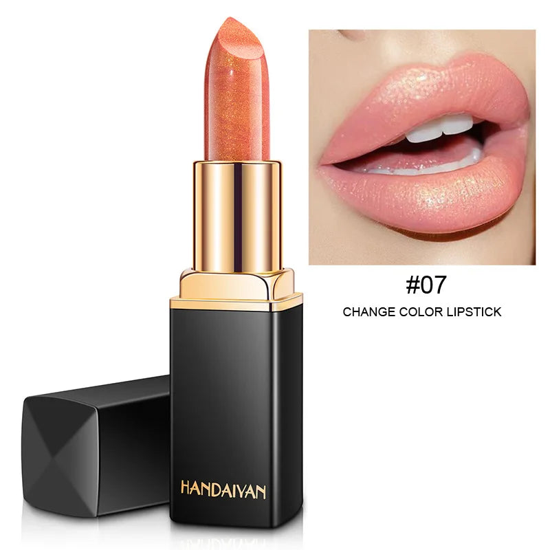 Black Tube Gold Shiny Lipstick Waterproof Long Lasting Moisturizing Glitter Pearlescent Nude Pink Shimmer Lipstick Luxury Makeup