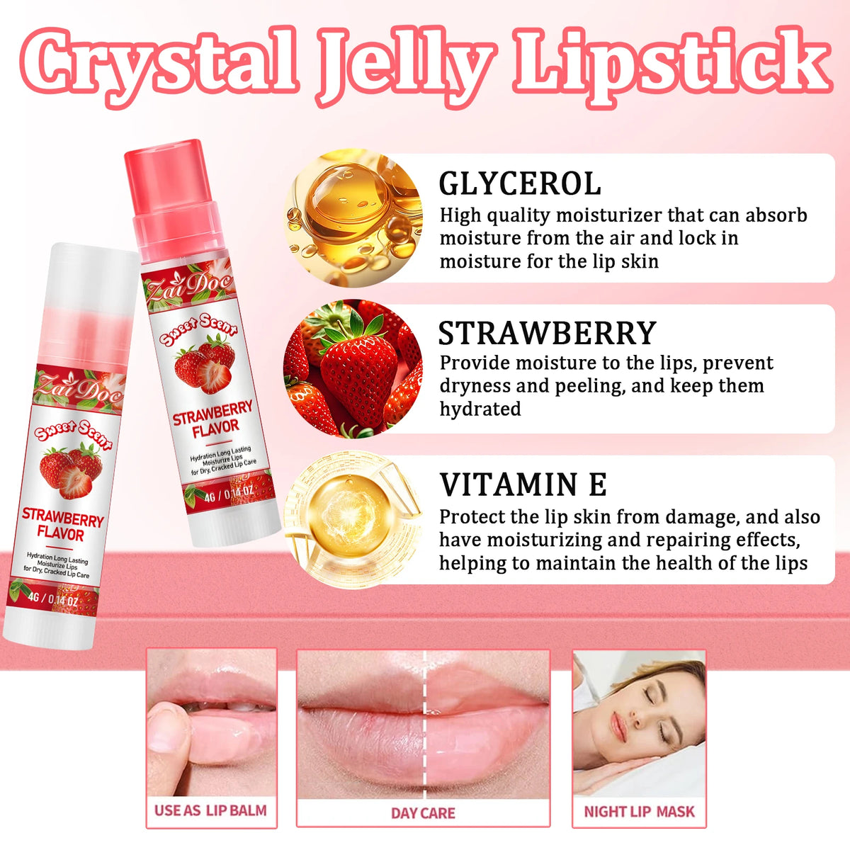 ZaiDoc Peel Off Lip Stain Tint Set 4 Colors Long Lasting Waterproof Transfer Proof Matte Finish Lip Gloss 10g Each