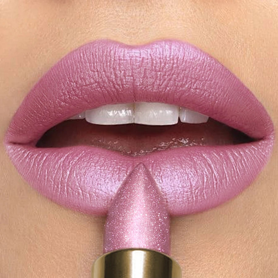 16 Colors 1PC Metallic Glitter Shiny Lipstick Lip Tint, Waterproof Senior Matte Lip Makeup Gifts for Women Cosmetic Lip Glaze