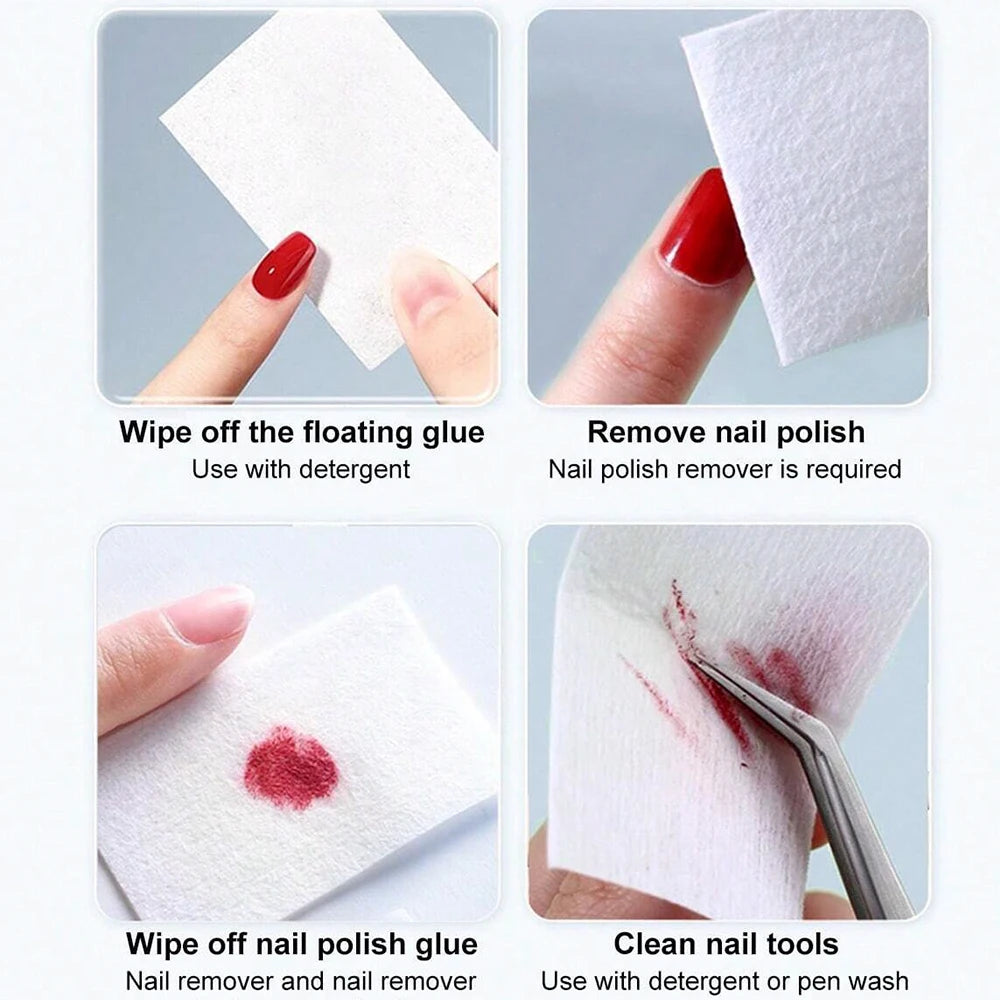 100/3000Pcs Professional Nail Wipe 100% Cotton Pads Lint-Free Nail Cotton Gel Polish Remover Nail Art Cleaning Tools