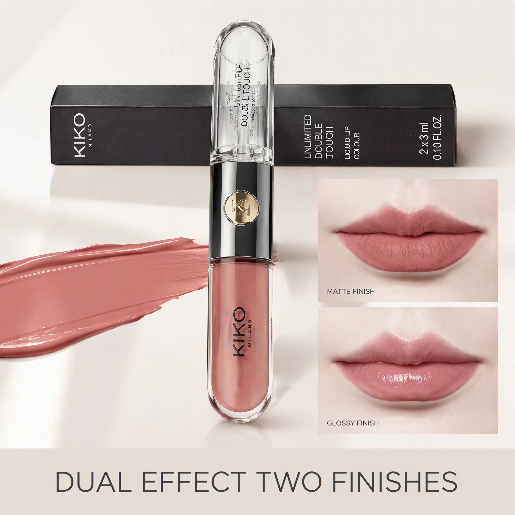 Luxury KIKO Milano Unlimited Double Touch 103 Milk Tea Double Headed Lipstick Mirror Non-Stick Long-Lasting Moisturizing Daily