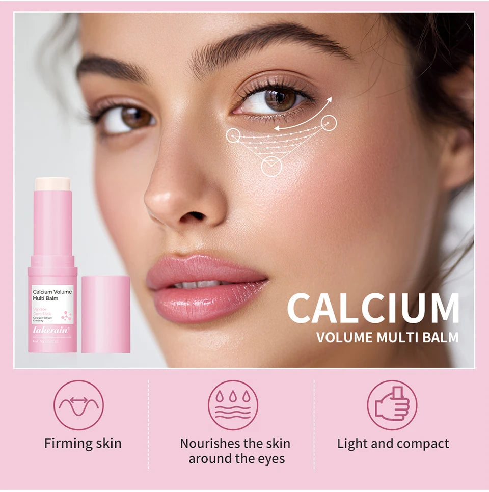 Calcium Collagen Vitamin D Eye Stick Balm Tightens Skin Care Anti Aging Anti Dark Circle Reduces Eye Bags Wrinkles Tear Trough