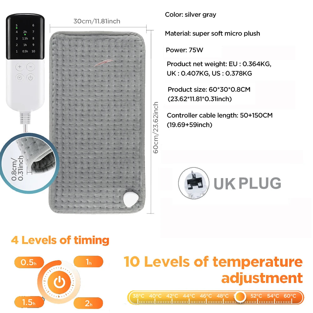 Home Electric Heating Pad Back Shoulder Office Winter Warming Blanket 10 Heat Thermal Mat Abdomen Period Menstrual Belt