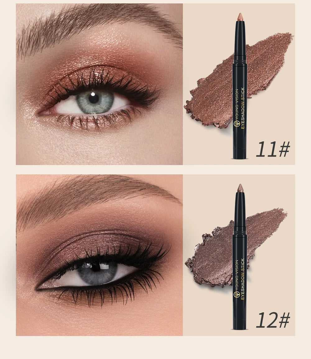 Shimmer & Matte Multi-Color Eyeshadow Sticks | Blendable, Long-Lasting Eye Shadow Pencils Smooth Application for Bold or Natural