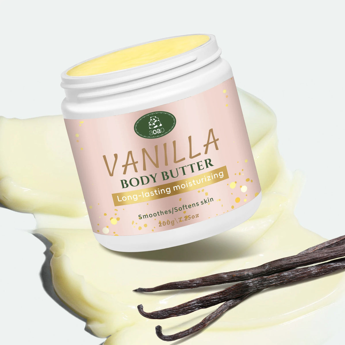 Vanilla Body Butter with Coconut and Shea Oil Nourishes Dry Skin, Moisturizing Cream for Deep Hydration.