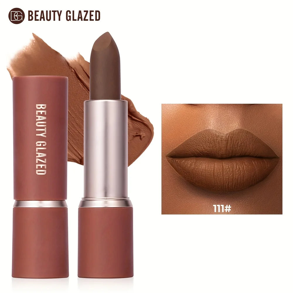 Barely Matte Cocoa Lipstick Creamy Texture Nourishing Care Long Lasting Waterproof  All Skin Types Brown Hue Matte Lipstick