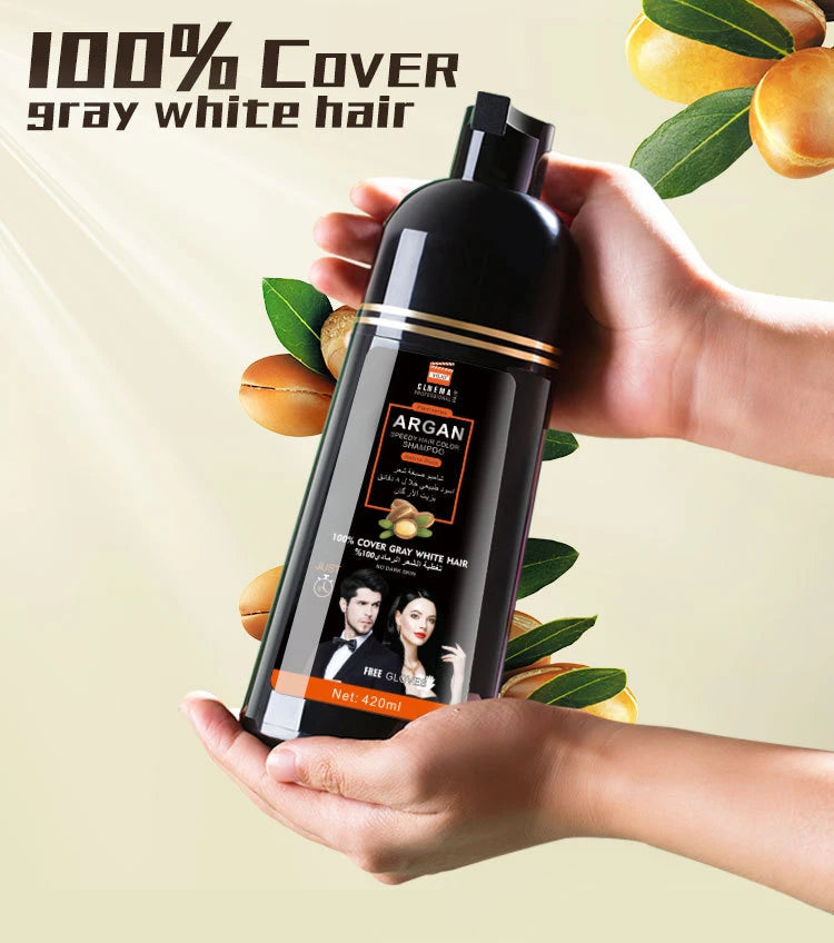 420ml Hair Dye,3-in-1 Hair Dye Shampoo Rapid Hair,Cleansing & Moisturising,Smoothing Black Hair Coloring Shampoo,Hair Care