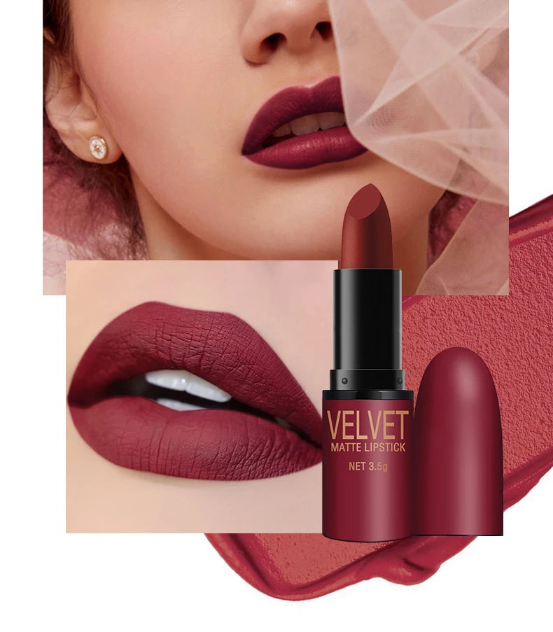 Matte Lipstick Set with Matte Finish, Waterproof and Not Easy to Stick to Cups, 6-Color Gift Box Lipstick Set