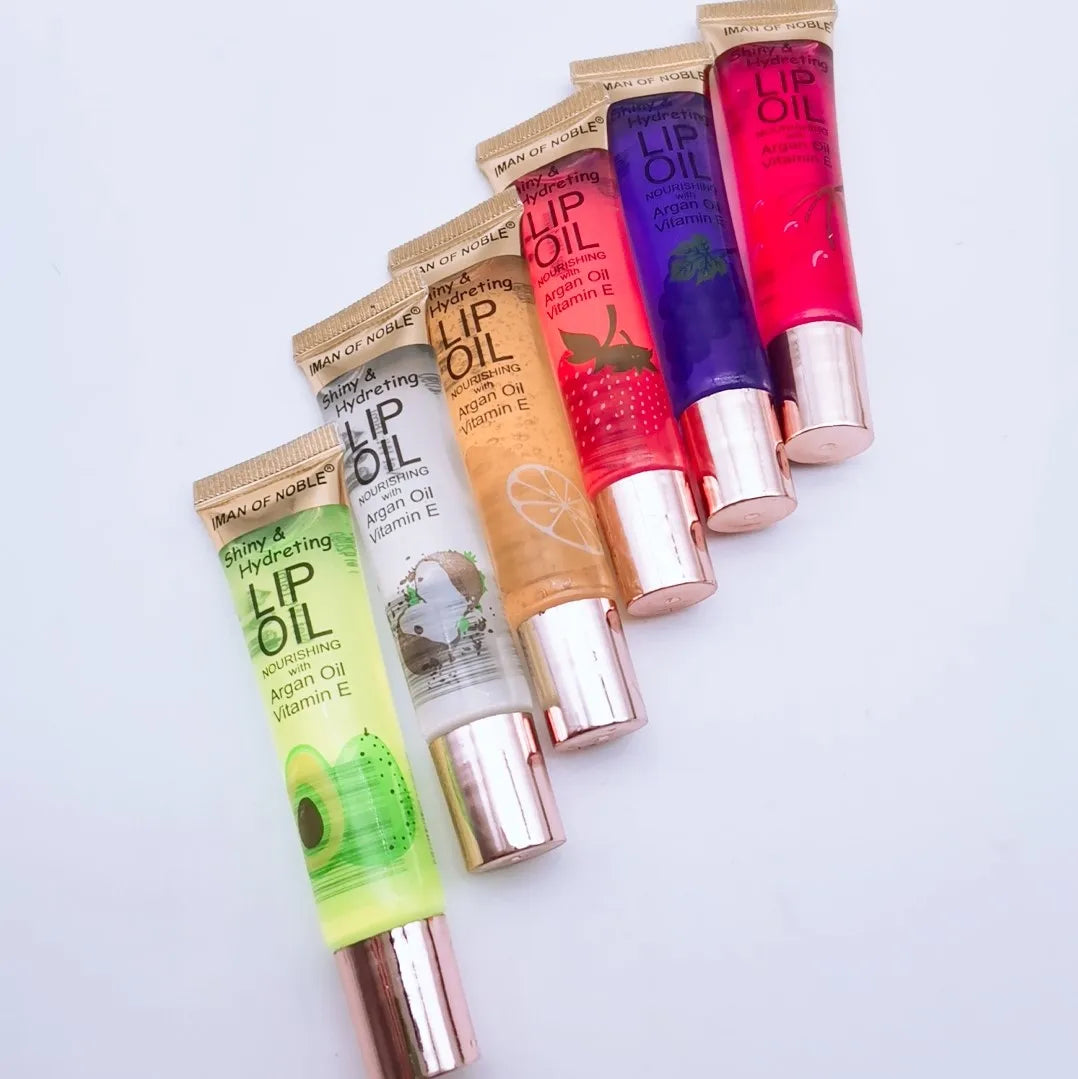 6Pcs Fruity Flavor Watery Glossy Lip Gloss Set Clear Lip Gel Hydrating Moisturizing Lip Gloss Women Lips Makeup