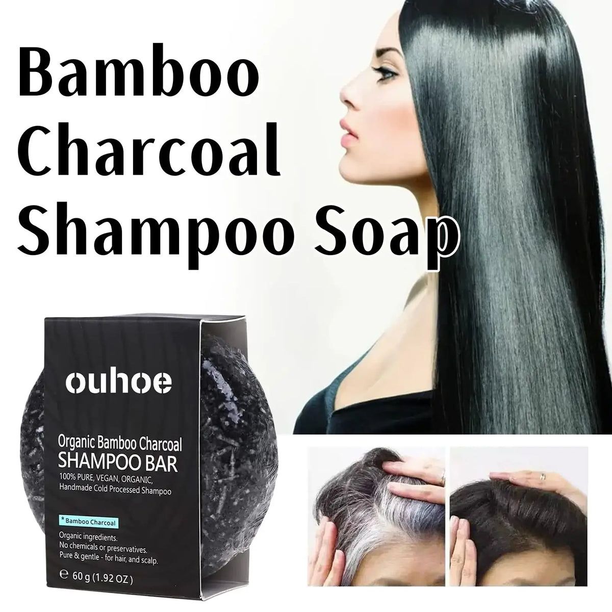 1/2/4pcs Charcoal Shampoo Soap for Oily Hair Dandruff Treatment Scalp Care Volumizing Fine Hair Solid Shampoo Bar for Men Women