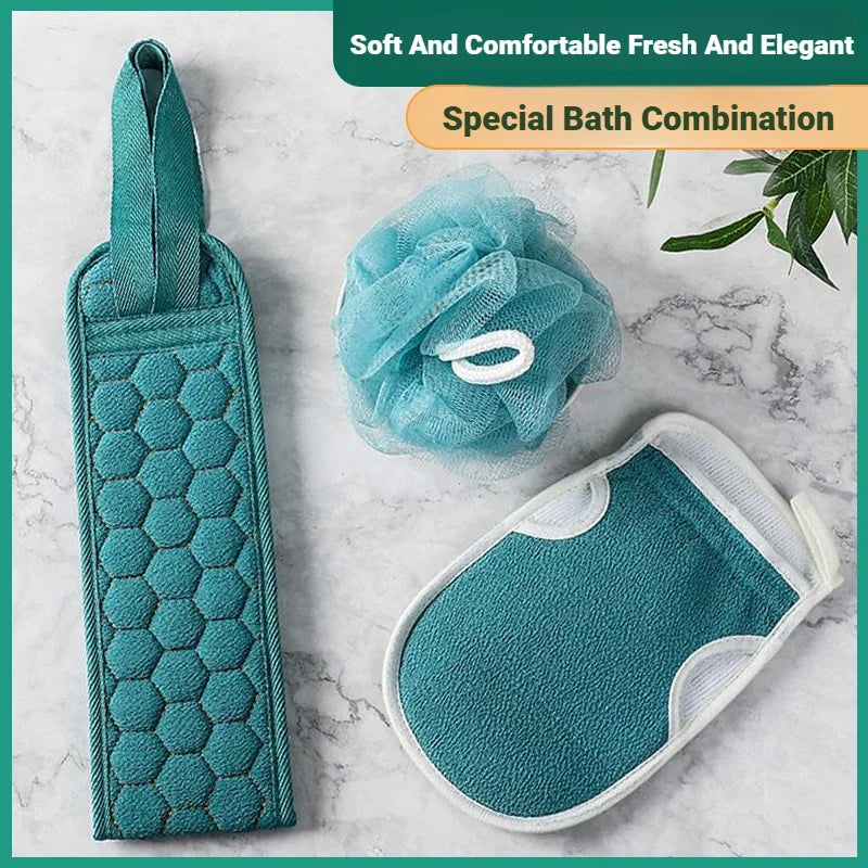 Exfoliating Body Care Set Includes Back Scrubber Bath Glove Loofah Pumice Sponge For Dead Skin Removal Shower Use