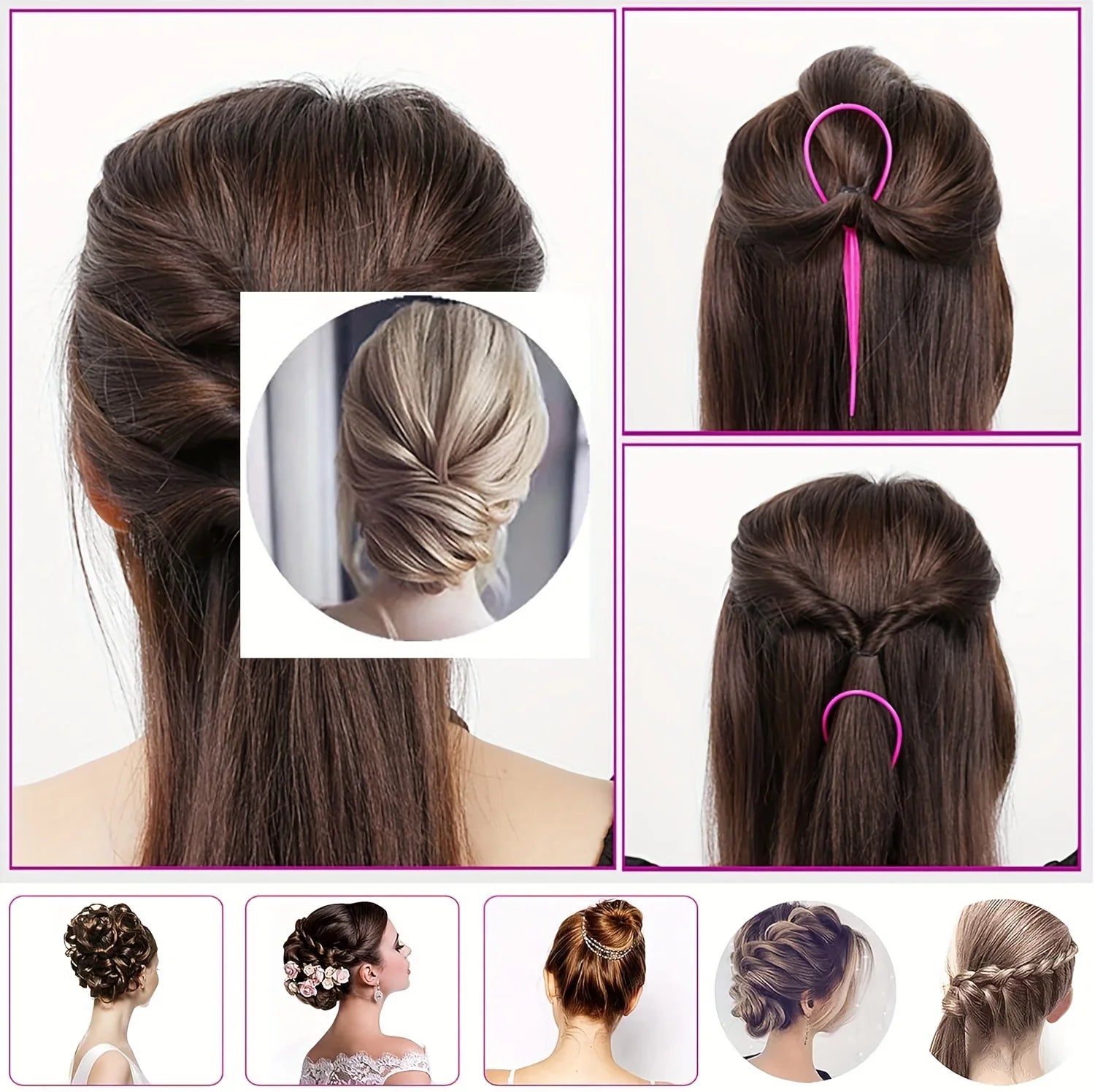 4-piece WANMEI  Headband Tool, Hair Braiding Tool with Mouse Tail Comb, Ponytail Headband Remover, Quick Styling Hair Accessory
