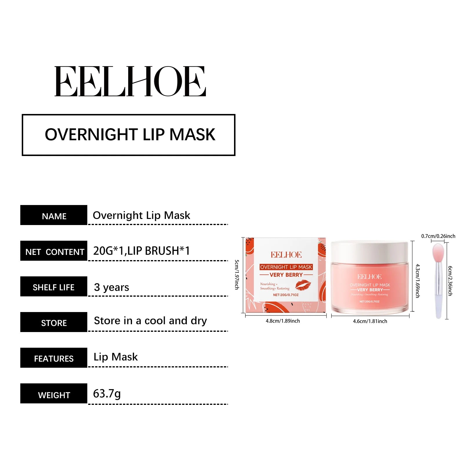 Berry Lip Sleeping Mask Overnight Lip Treatment for Dry Chapped Lips Hydrating Lip Mask with Hyaluronic Acid & Ceramide Deep