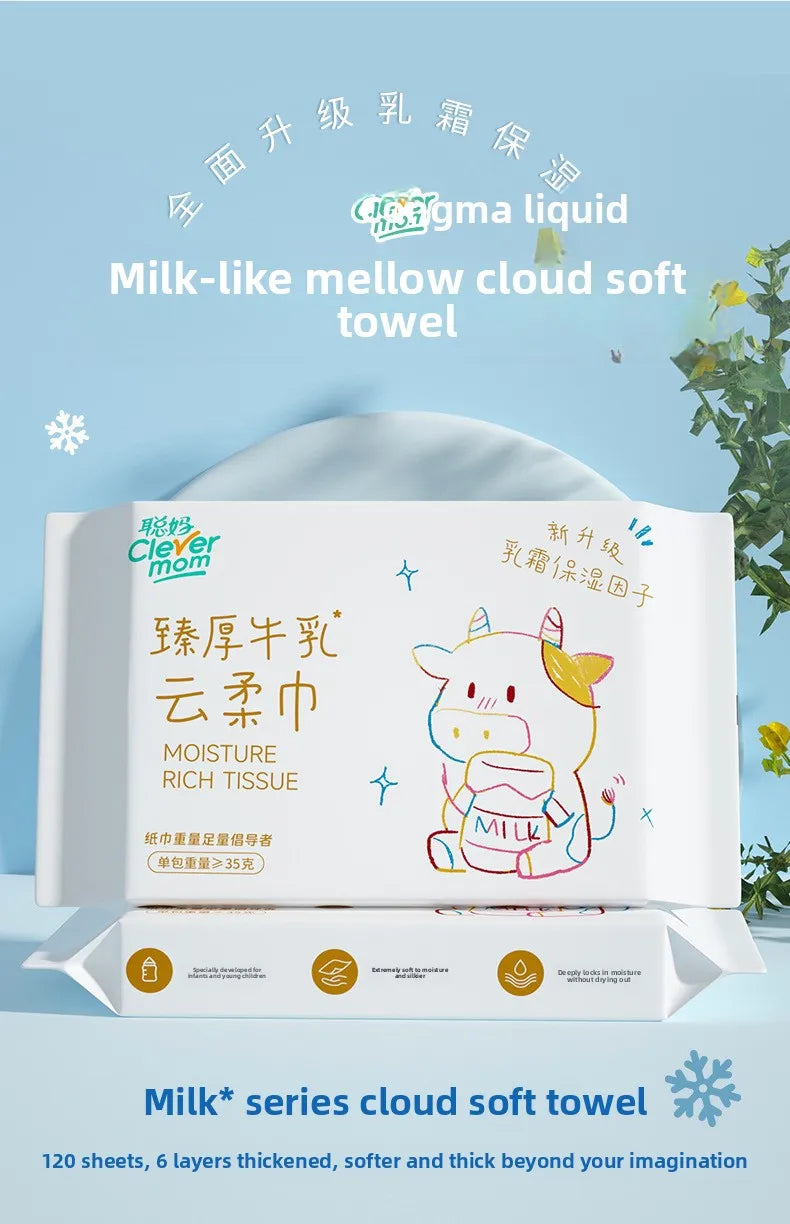 15 Packs 120 Pieces/Pack Thickened 6 Layers Baby Tissue Cream Moisturizing Cloud Tissue Soft Gentle Wipes for Sensitive Skin