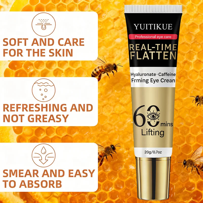 YUITIKUE 60 Min Eye Lift Cream 20g - Hyaluronate & Caffeine, Real-Time Flatten, Refreshing & Fast Absorption, All Skin Types