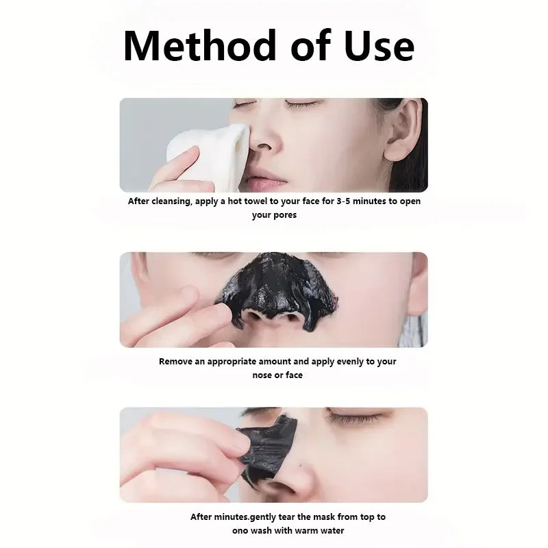 Bamboo Charcoal Black Cleansing Mud Mask Cleans Pores, Peel-Off Mask, Moisturizes the Face, Deeply Cleanses the Face, and Refines Pores. Very Suitable for Oily Skin