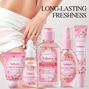 Sakura Women's Intimate Care 5-Piece Set, Product Includes: Private Area Cleansing Liquid, Essence, Gel, Lotion, Spray, Gentle Cleansing, Balances the Environment, Long-Lasting Freshness, and a More Firm and Smooth Light Beig