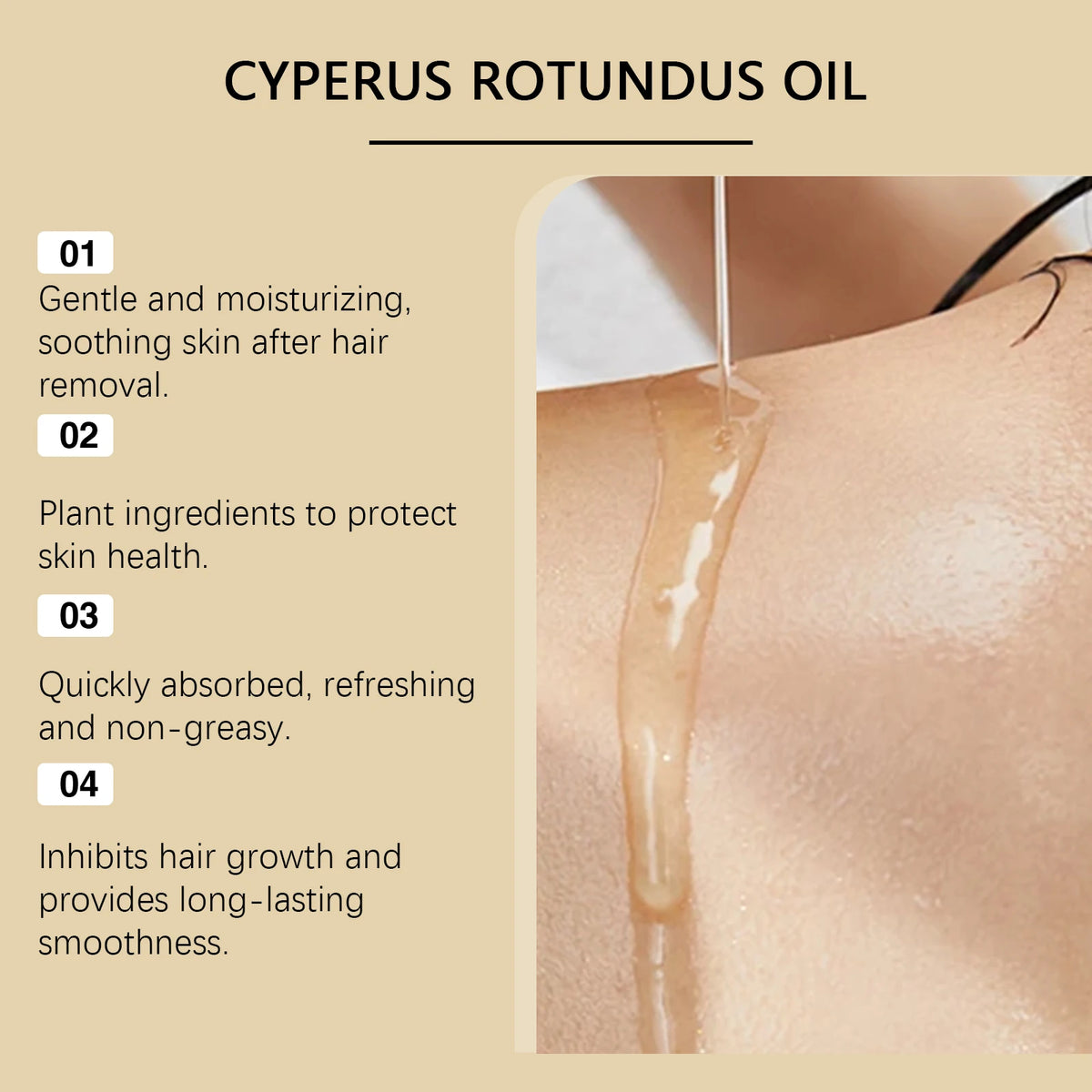 Pure Cyperus Rotundus Oil for Hair Removal Reducing Armpit Legs Arms Body Hair Inhibitor Smooth Body Skin Hair Removal Oil