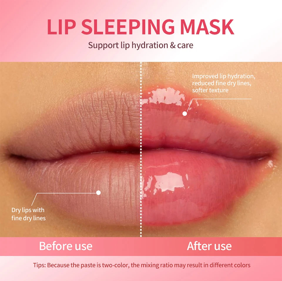 Lakerain Lip Sleeping Mask Smooth Creamy Texture Dual-Color Formula Overnight Hydration Non-Sticky Natural Protection Lip Mask
