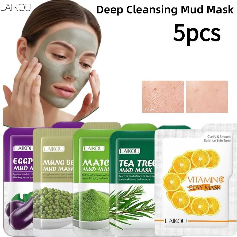 LAIKOU Mud Mask Deep Cleansing Remove Acne Oil Control Mask Hydrating Smooting Face Skin Balance Skin Tone Mud Mask for Women