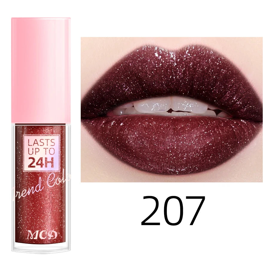 18 Colors Glitter 1pcs Lip Glaze Long Lasting Lip Gloss Waterproof Liquid Lipstick Makeup Lip Oil Lip Tint Moisturizing Lip Balm
