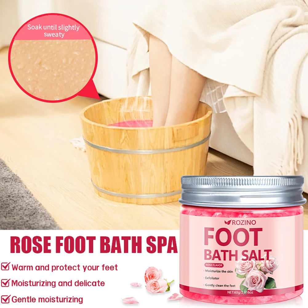 60g Rose Infused Sea Salt Bath Salt Removes Dead Skin Rich In Rose Extract Deep Cleansing Soak Salt for Manicure Pedicure