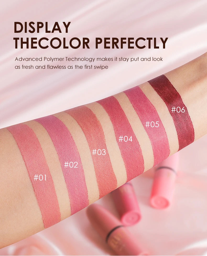 Matte Lipstick Set with Matte Finish, Waterproof and Not Easy to Stick to Cups, 6-Color Gift Box Lipstick Set